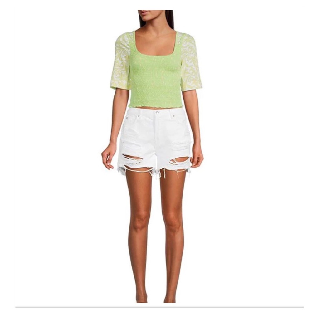 Free People Marigold Square Neck Smocked Top Shirt